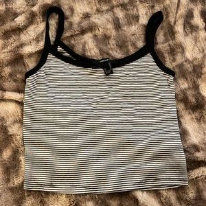 Black and white striped crop top